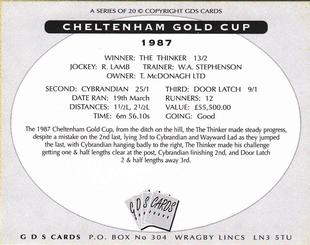 2000 GDS Cards Cheltenham Gold Cup #1987 The Thinker Back